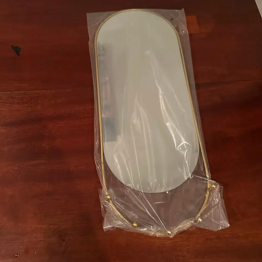 Short Stories Halland Hanging Mirror Oval NIB New in Box NWT Gold metal frame